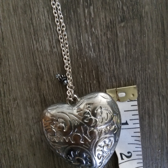 Oversized heart. Silvertone. 2"heart with 15" chain. $16.00 - Picture 4 of 6